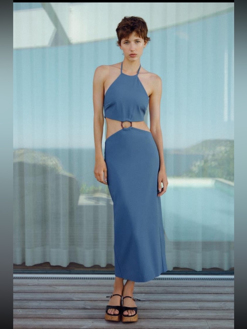 ZARA CUT OUT HALTER DRESS SIZE LARGE
